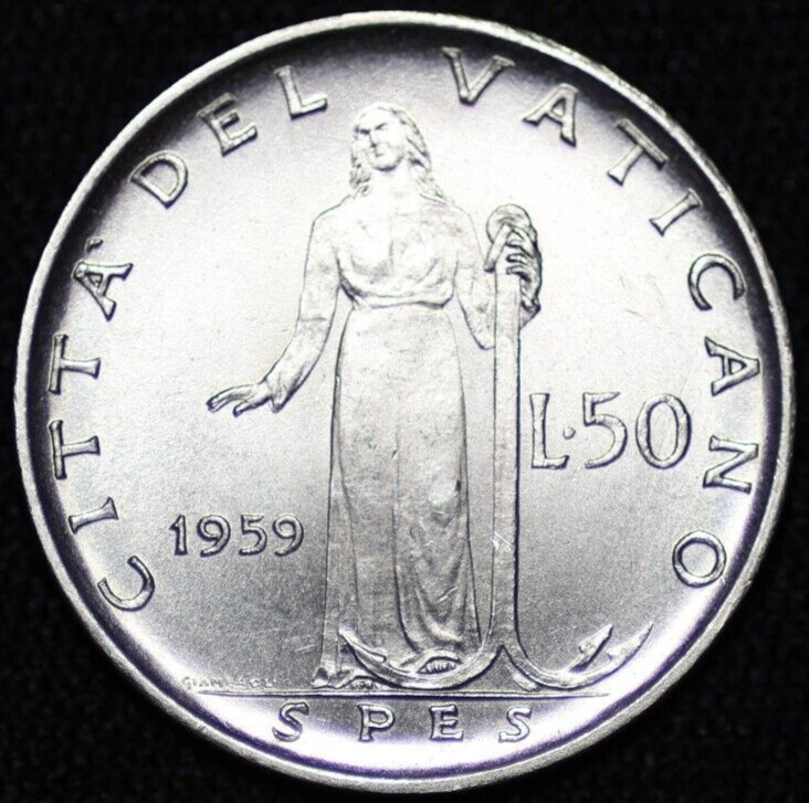 Read more about the article VATICAN CITY ~ 1959 ~ 50 Lire ~ Quality World Coin ☘️ W-#63 ☘️