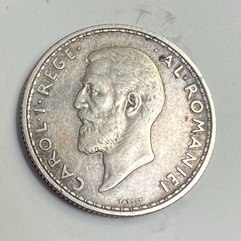 Read more about the article 1912 Romania 2 Lei Silver  Carol I  KM#43  VF+/XF