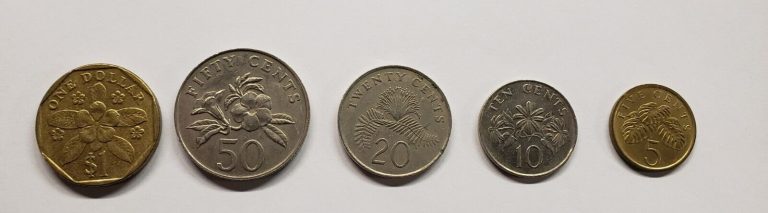 Read more about the article Singapore lot of 5 coins -1980’s and 1995 $1  50  20  10  5 Cent Coins