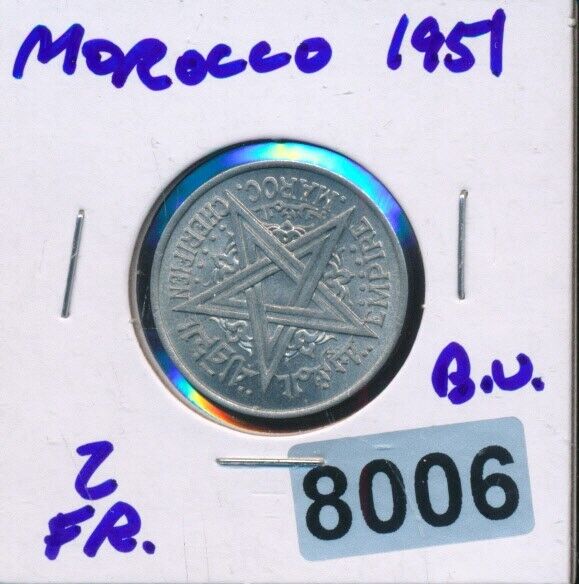Read more about the article MOROCCO – 1951 – 2 FRANCS BU – #8006
