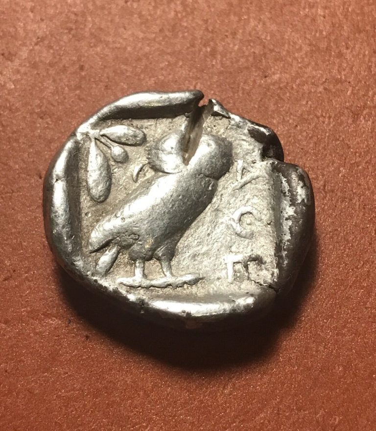 Read more about the article Attica Athens Greece Athena Owl AR Silver Tetradrachm Coin (454-404 BC) VG/F