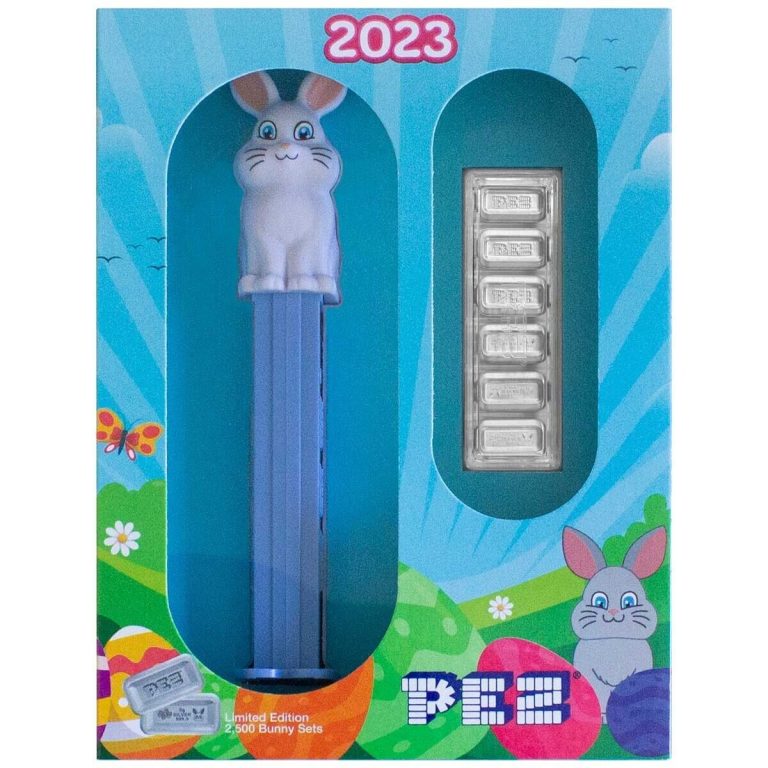 Read more about the article 2023 Pamp Suisse Spring Bunny PEZ Dispenser and 6 X 5 Gram .9999 Silver Wafer Bars