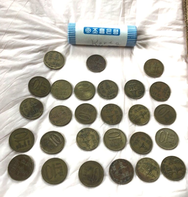 Read more about the article Lot south Korea 10 won coins un searched roll and 1969 -1972 1974 1975 1979 1980