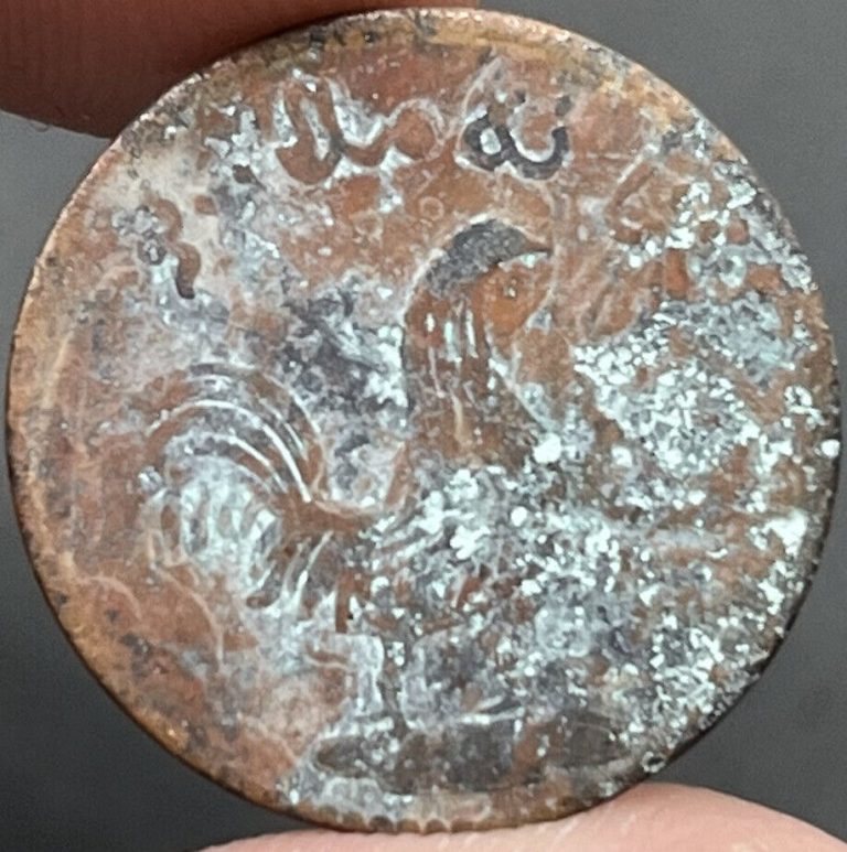 Read more about the article RARE Circa 1247 A.H. Malaysian Rooster Keping Copper Coin Found In Shipwreck Y33