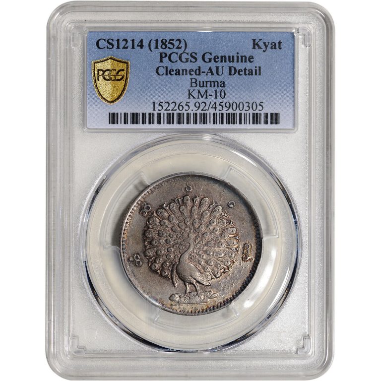 Read more about the article CS1214 (1852) Burma Silver Kyat – PCGS Genuine Cleaned AU Detail