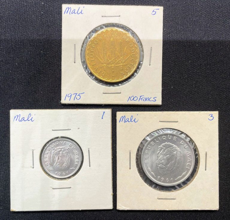 Read more about the article 1961-1975 Mali Coins Lot of 3 / 5 25 100 Francs *Uncirculated* Wildlife Nature