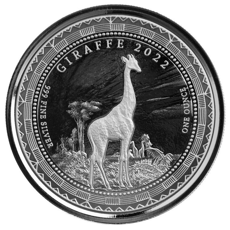 Read more about the article 2022 Equatorial Guinea Giraffe 1 oz Silver Proof Like Fr.1 000 Coin In Capsule