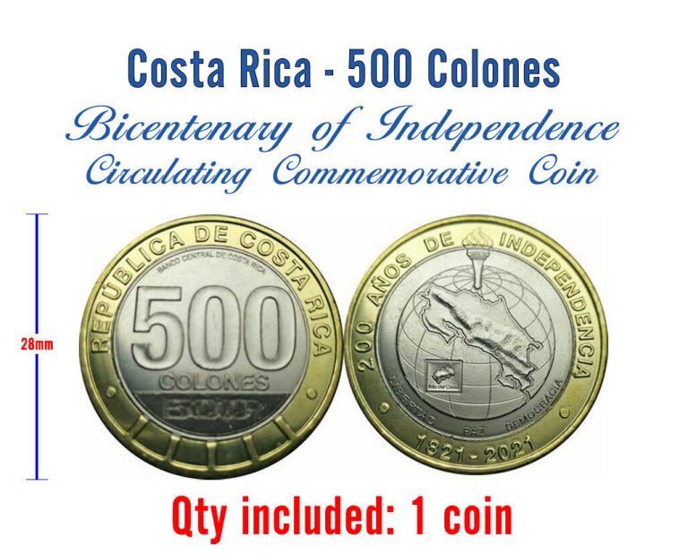 Read more about the article Costa Rica 500 Colones Bimetallic Coin  2021 Comm. Bicentenary Independence