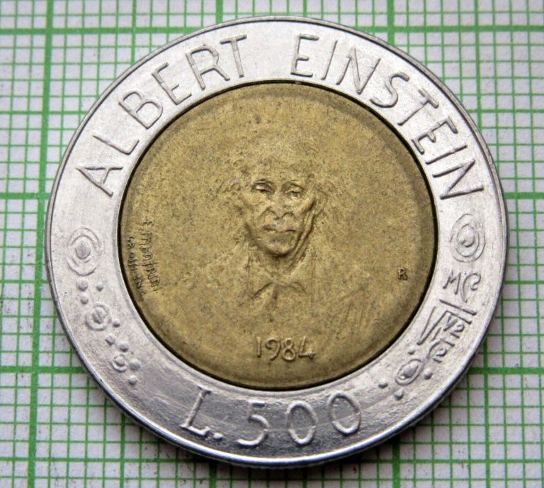 Read more about the article SAN MARINO 1984 500 LIRE  ALBERT EINSTEIN  BI-METALLIC UNC