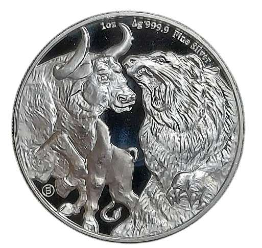 Read more about the article 2023 CHAD 1 OZ SILVER BULL AND BEAR COIN .999 FINE