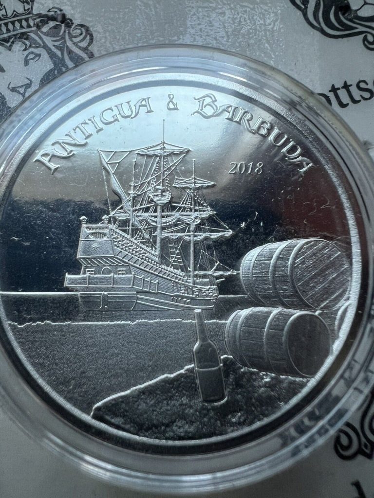 Read more about the article 2018 Antigua and Barbuda 1 oz .999 Silver $2 Rum Runner Pirate Ship – LIMITED