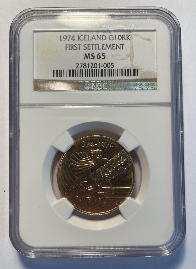 Read more about the article 1974 Iceland 10000 Kronur NGC MS-65. Nearly A Half ounce Of Gold!!