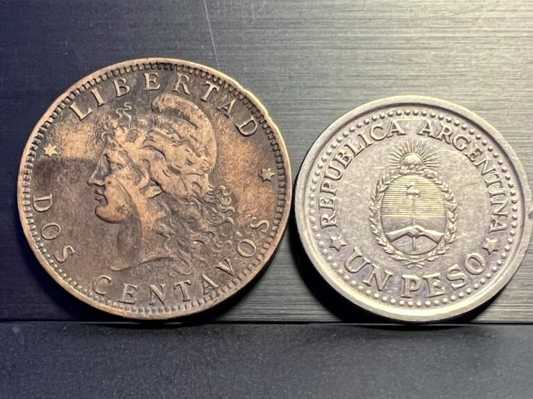 Read more about the article Argentina Lot of 2 Coins  1890 Dos Centavos Libertad  1960 Un Peso