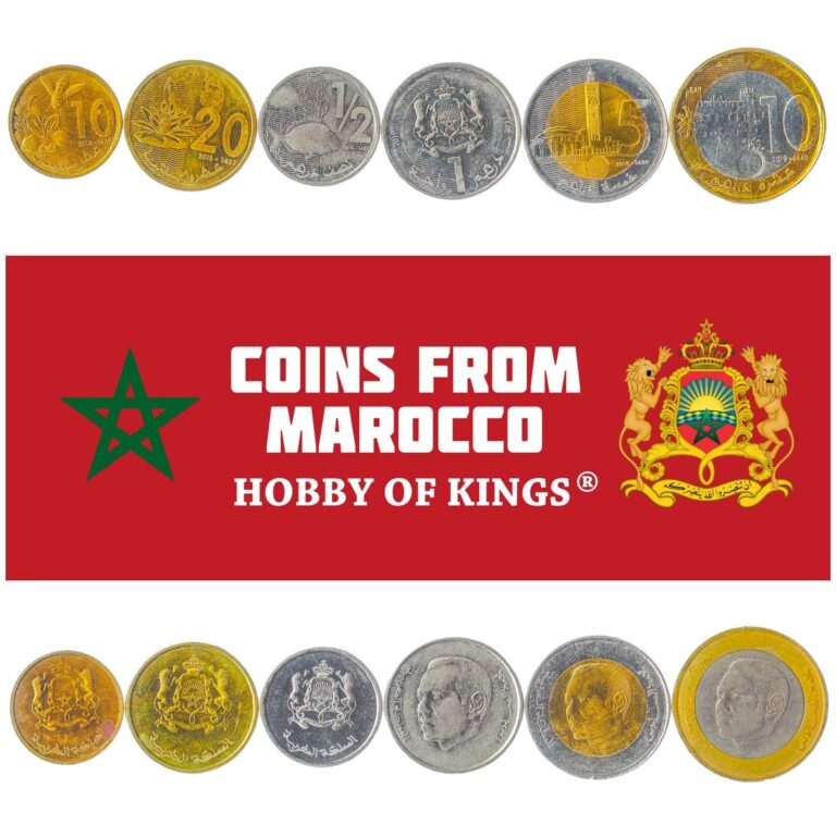 Read more about the article SET OF 6 COINS FROM MOROCCO: 10  20 SANTIMAT  1/2  1  5  10 DIRHAM. 2011-2019
