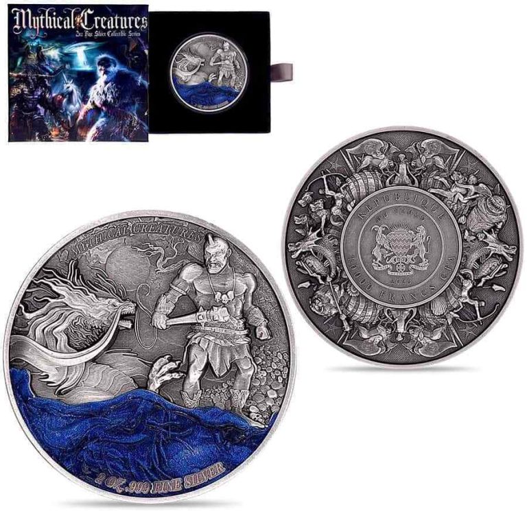 Read more about the article 2023 Chad 2 oz Silver Dragon and Cyclops – Mythical Creatures Series Antiqued