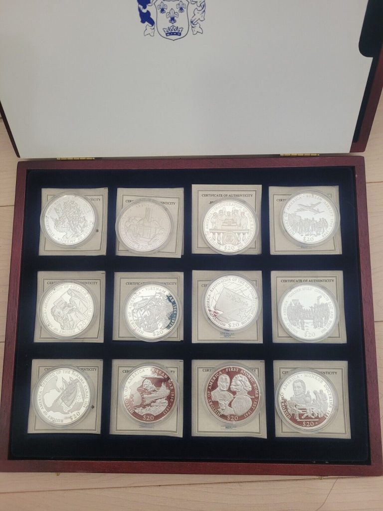 Read more about the article History Of America Set of 12 Republic of Liberia .925 Silver $20 Coins 2004 Set