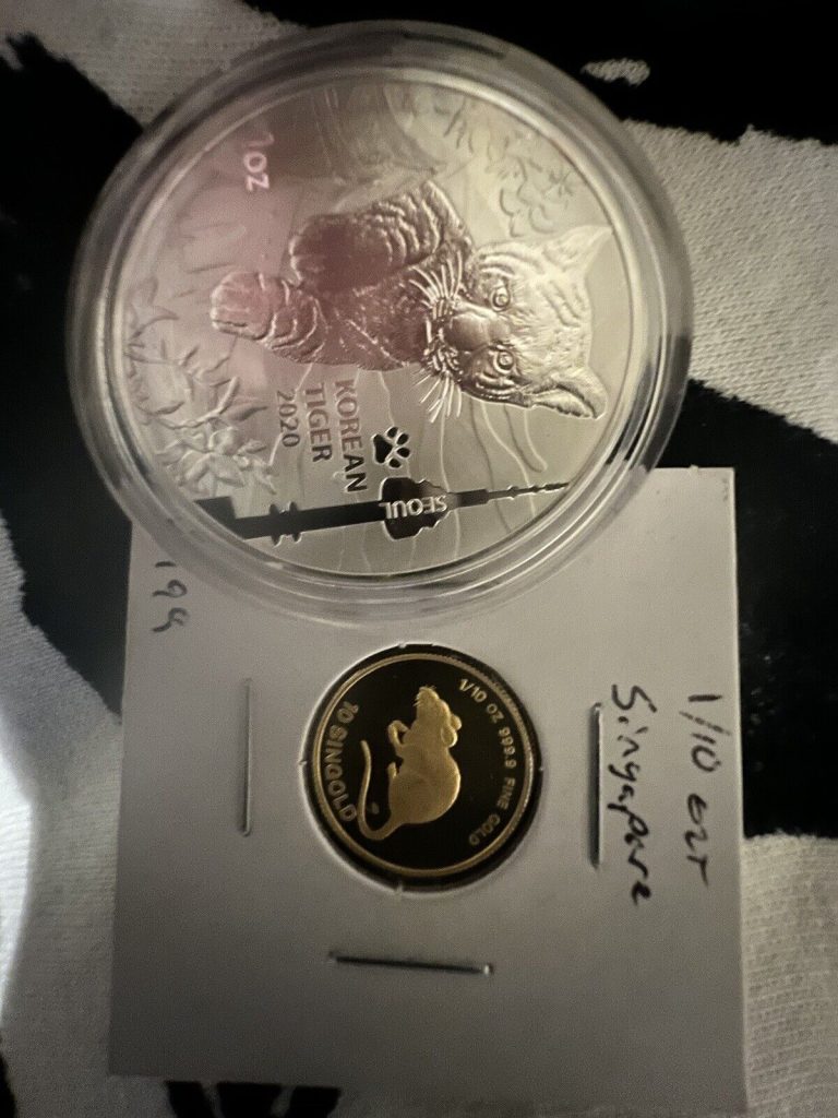 Read more about the article 1984 1/10 oz Gold Singapore Rat Lunar coin and 2020 1 oz Silver Korean Tiger