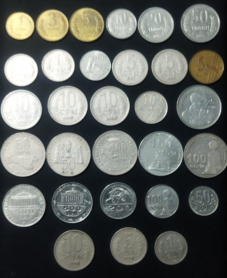 Read more about the article Uzbekistan all 30 coins  1994-2018 with Rare year 1998 (1  5  10 sum 1998)