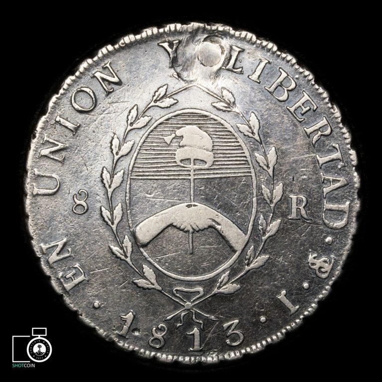 Read more about the article Argentina  Potosi Mint  8 Reales 1813 J  Nice and Scarce Silver Coin! Repaired