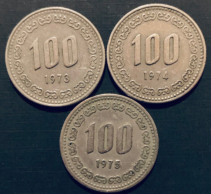 Read more about the article SOUTH  KOREA 100 WON (1973  1974 and 1975) COIN MONEY : Three Coins (#4)