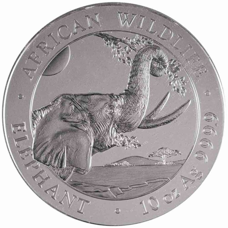 Read more about the article 2023 10 oz Somalia Silver Elephant Coin (BU)