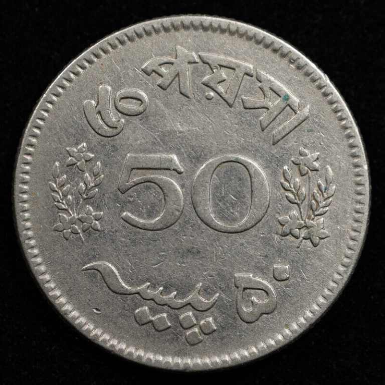 Read more about the article Pakistan 50 Paisa 1964  Coin  Km# 23  Crescent  Star  Tughra  Inv#D283