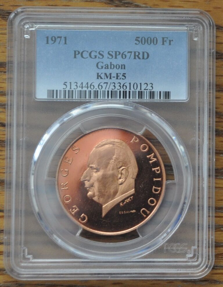 Read more about the article GABON RARE 5000 FRANCS COIN 1971 YEAR KM#E5 SPECIMEN GEORGE POMPIDOU GRADING