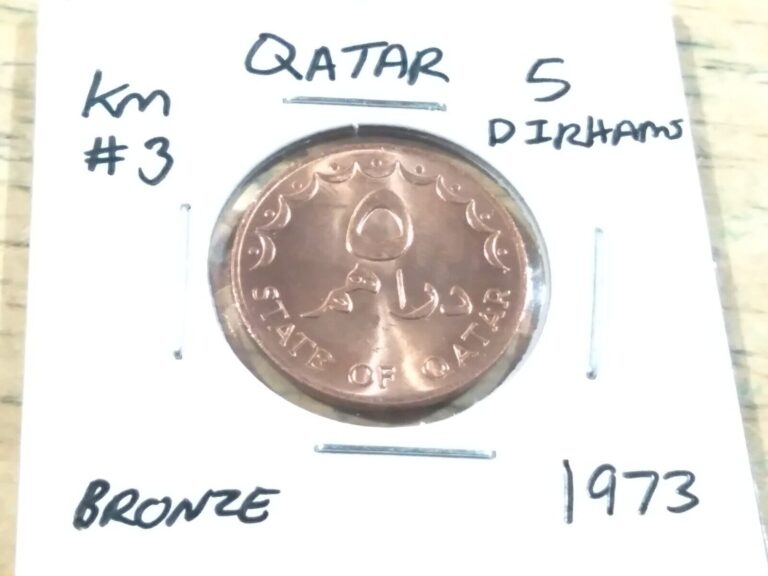 Read more about the article World Coin  Qatar  5 Dirhams  1973  Carded  Almost Uncirculated Condition