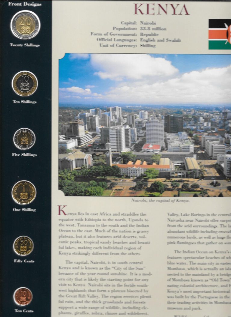 Read more about the article Coins from Around the World Kenya 1994 – 1998 BU UNC 20 shillings 1998  10s 1994