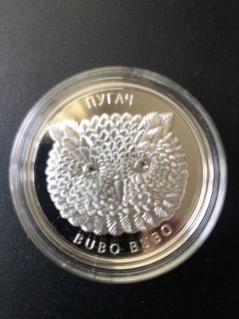 Read more about the article 2010 Belarus Proof Silver Eagle Owl Coin Bubo Bubo 20 Rubles Swarovski Crystals