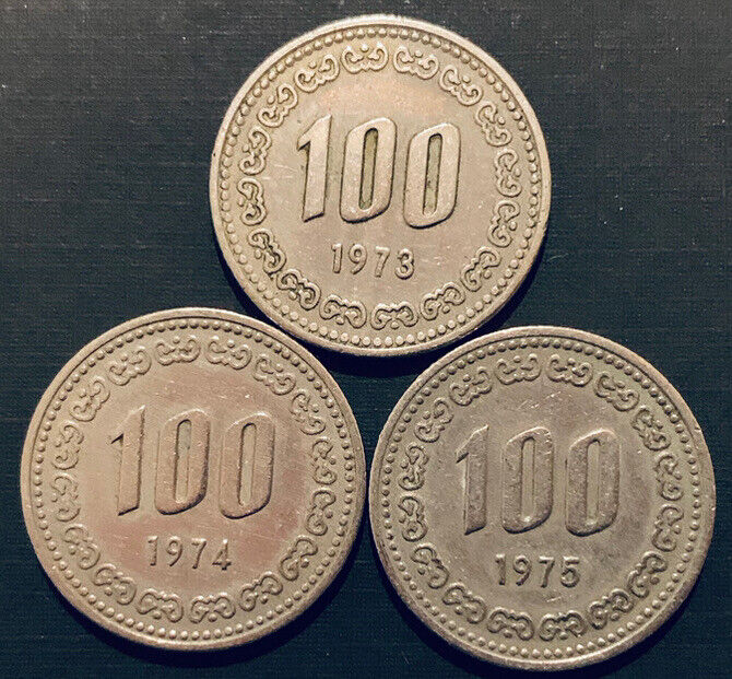 Read more about the article SOUTH  KOREA 100 WON (1973  1974 and 1975) COIN MONEY : Three Coins (#2)