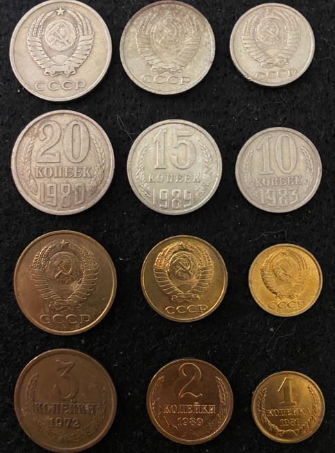 Read more about the article Russia Set of 6 Coins Circulated 1  2  3  10  15  20 Kopek World Coins