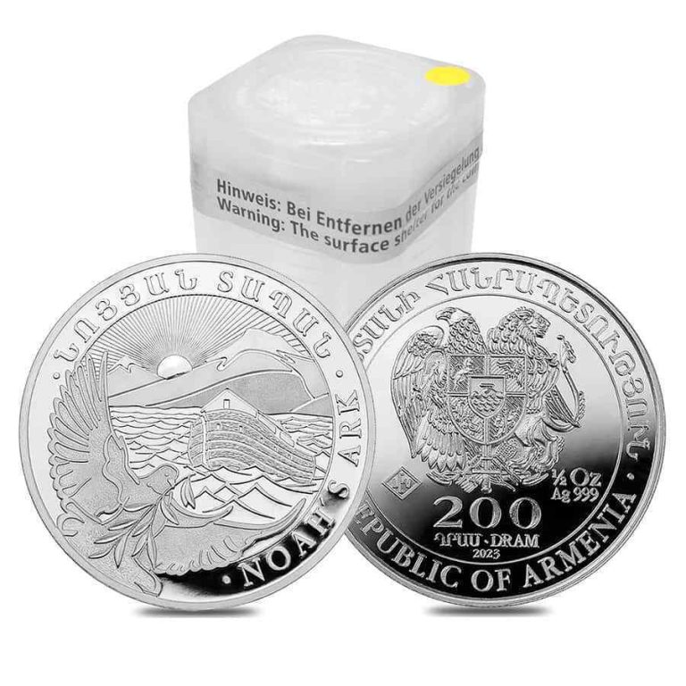 Read more about the article Tube of 20 – 2023 Armenia 1/2 oz Noah’s Ark Silver Coin 200 Dram .999 Fine BU