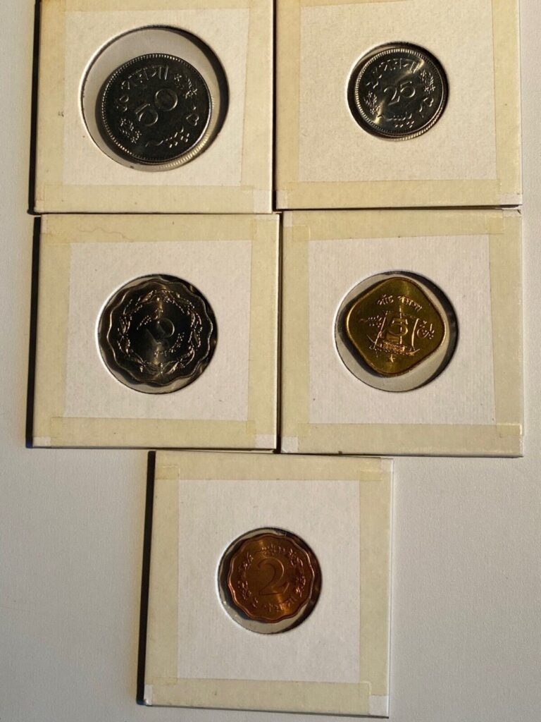 Read more about the article LOT OF5  PAKISTAN 2  5  10  25  50  PAISA FIRST ISSUE 1964  COIN  RARE  UNC