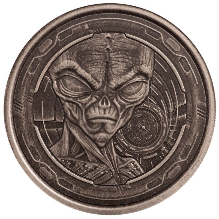 Read more about the article 2022 Ghana 1oz Silver 5 Cedis Alien Antiqued