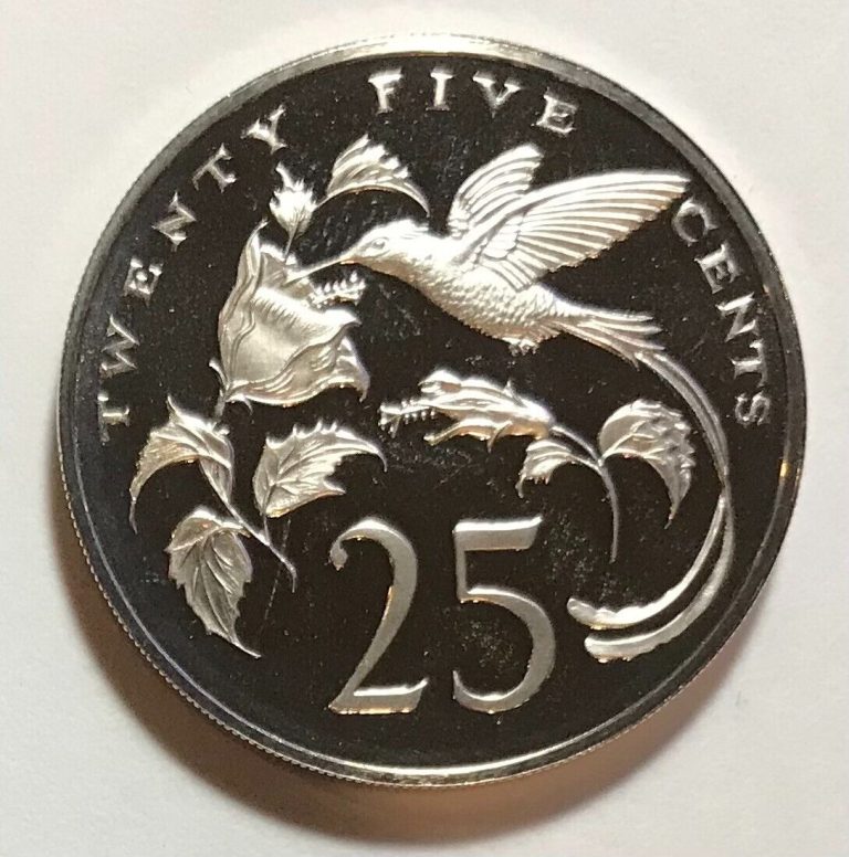 Read more about the article Jamaica 25 Cents 1974 – Red-billed Streamertail Hummingbird – Cameo Proof