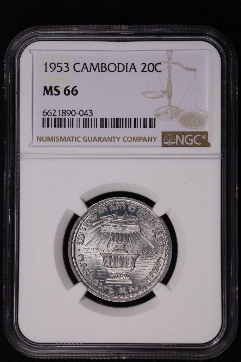 Read more about the article 1953 Cambodia 20 Centimes – NGC MS 66