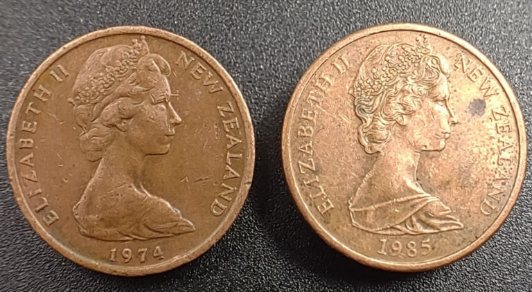 Read more about the article 1974 and 1985 New Zealand Cent KM# 31.1 Bronze (Two Coins)