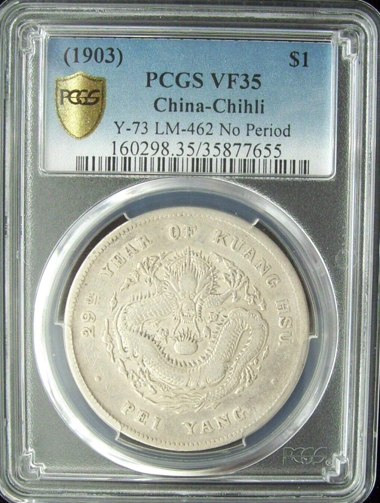 Read more about the article 1903 China Chihli Dragon Dollar PCGS VF35 Silver Coin