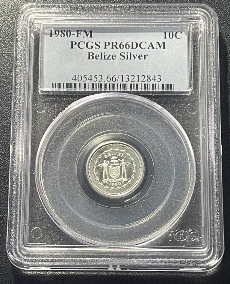 Read more about the article Belize 1980FM 10 Cents Silver Coin: PCGS PR66 DCAM