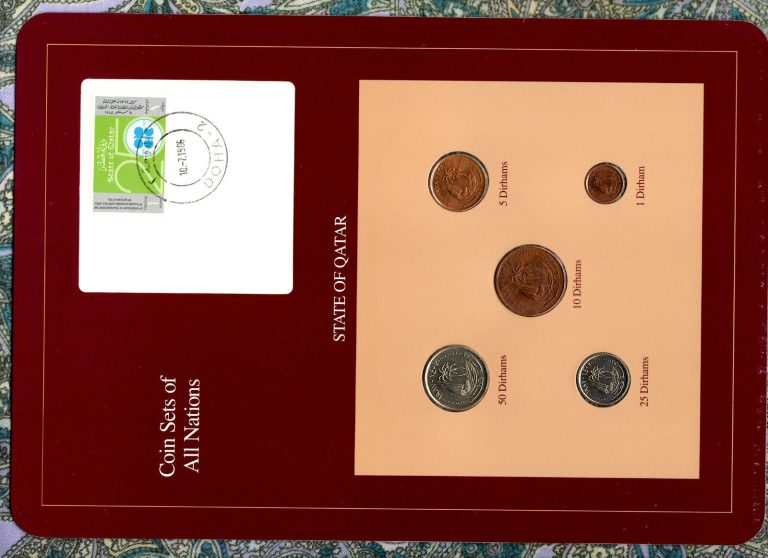 Read more about the article Coin Sets of All Nations Qatar 1973 – 1987 UNC 25  50 Dirhams 1987