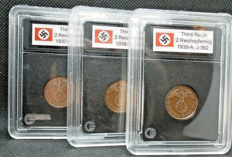 Read more about the article Nazi Coin 2 Reichspfennig 1937-1939 Swastika Third Reich *With Case* WW2 Germany