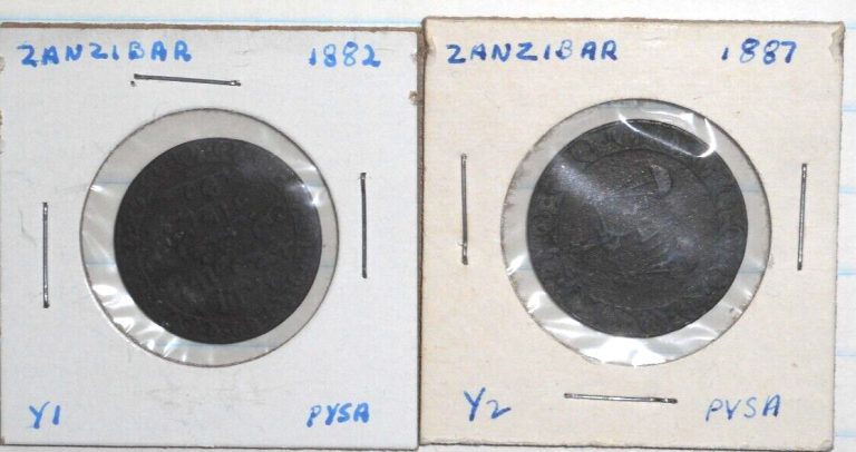 Read more about the article ZANZIBAR LOT OF 2 COPPER  1 PYSA  COINS  1882 and 1887