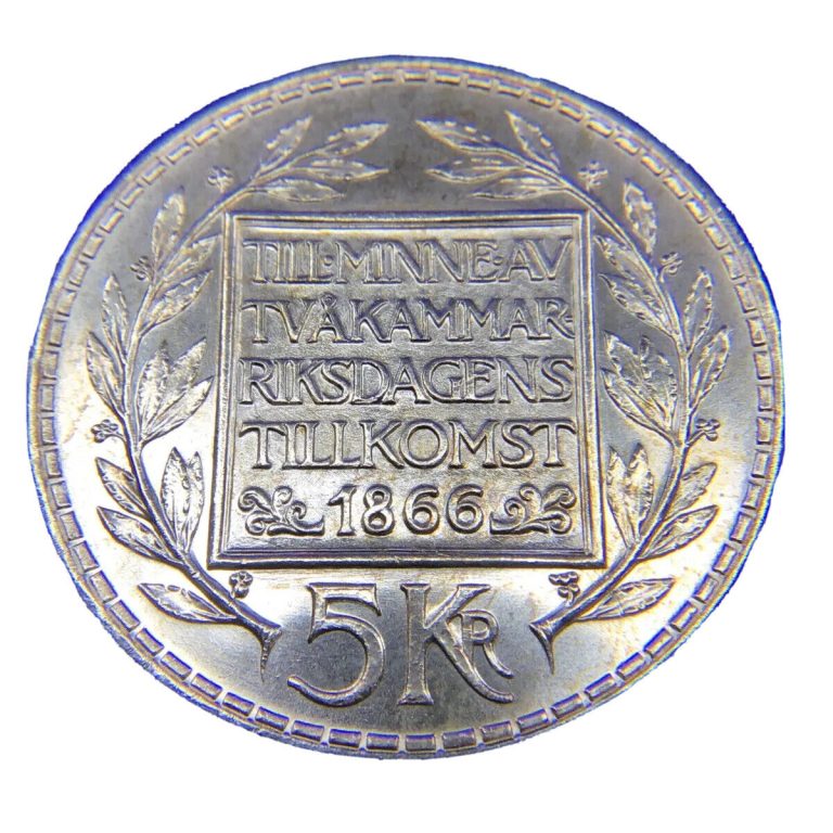 Read more about the article 1966 U SWEDEN Silver 5 Kronor “Constitution Reform”  GEM Brilliant UNC+ Coin