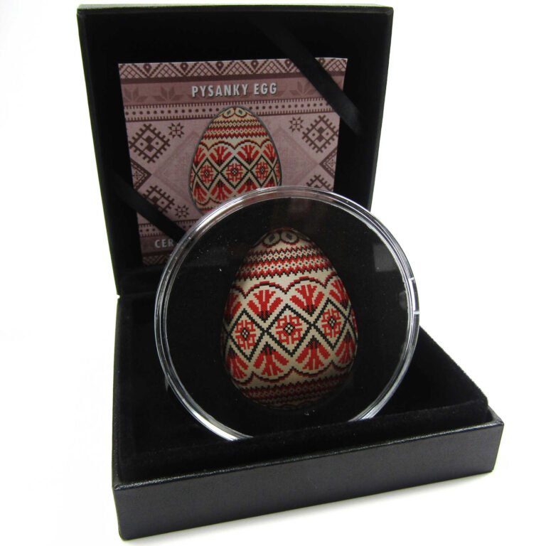 Read more about the article Pysanky Pattern Egg-Shaped Coin 2023 Cameroon COA SKU:OPC95