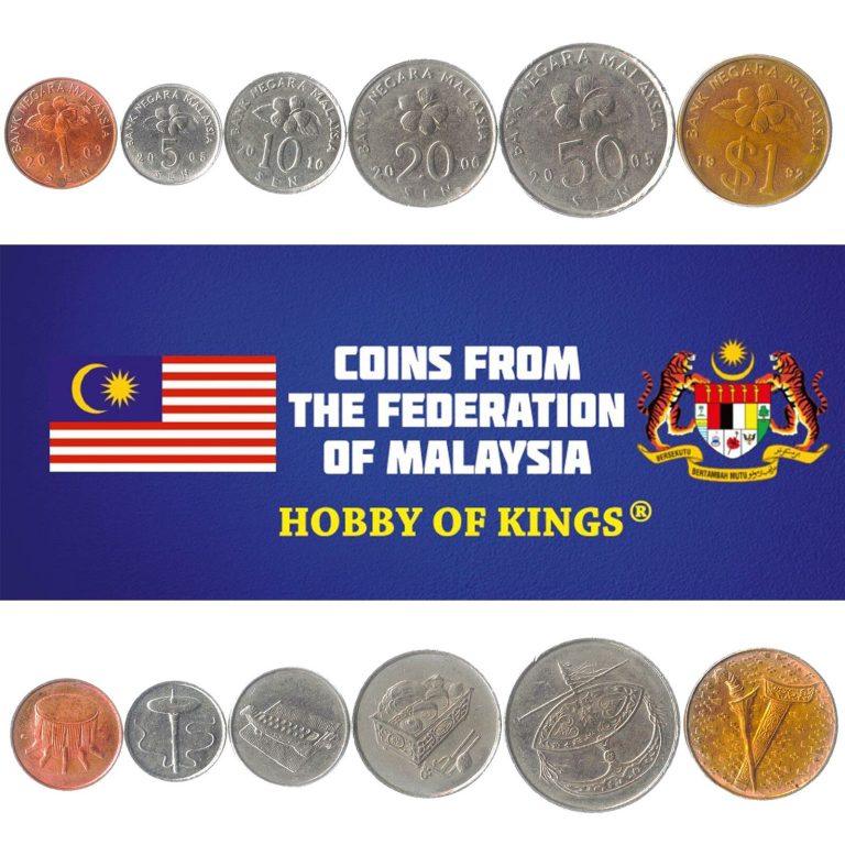 Read more about the article SET OF 6 COINS FROM MALAYSIA. 1  5  10  20  50 SEN  1 RINGGIT. 1989-2011