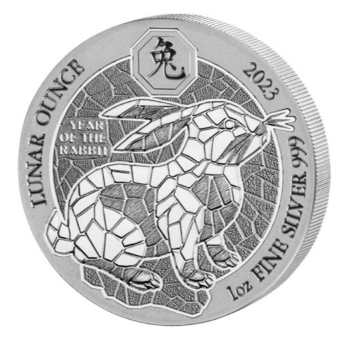 Read more about the article 2023 Rwanda -Year of the Rabbit 1 oz .999 silver coin B U in capsule.