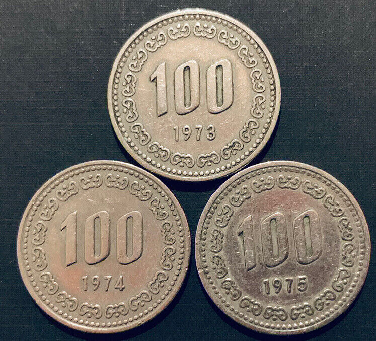 Read more about the article SOUTH  KOREA 100 WON (1973  1974 and 1975) COIN MONEY : Three Coins (#3)