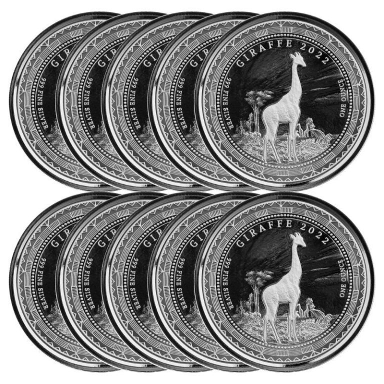 Read more about the article 2022 1 oz Equatorial Guinea Giraffe Silver Coin (Proof-like – Lot of 10)