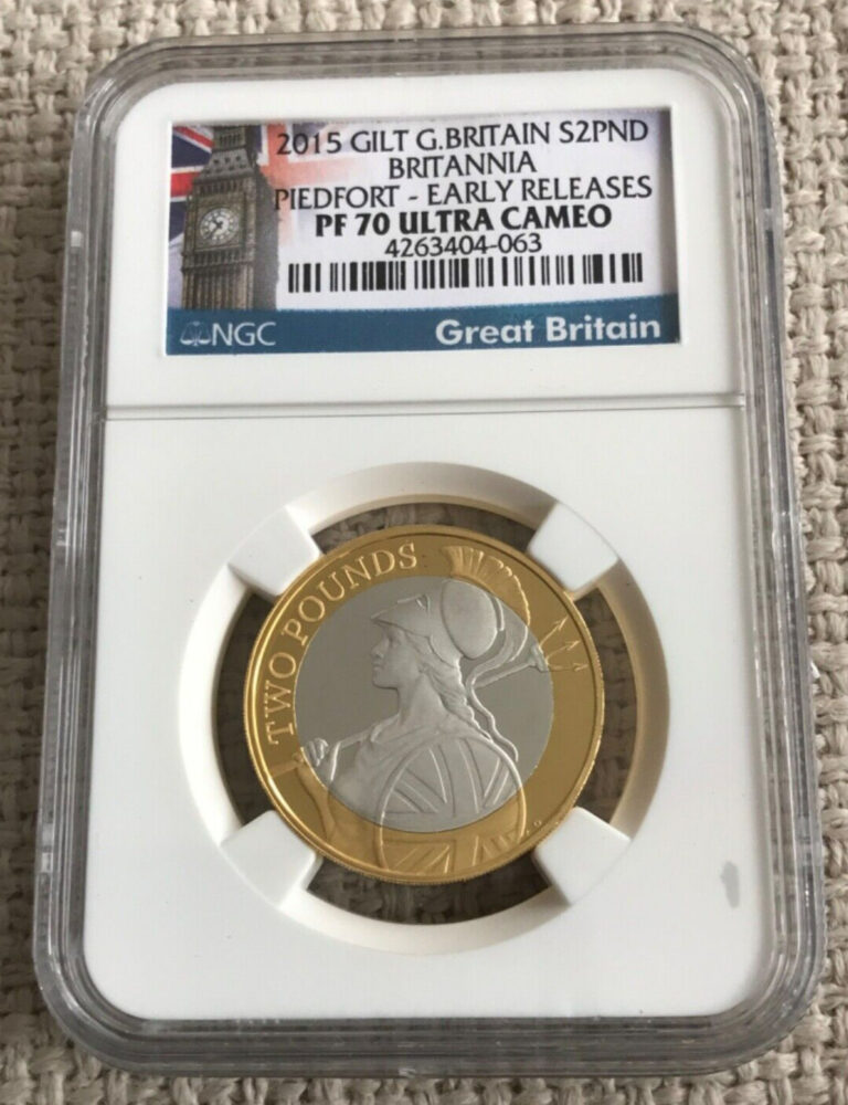 Read more about the article 2015 £2 G. Britain Silver Gilt Proof Britannia Piedfort NGC PF 70 UC Early Rel